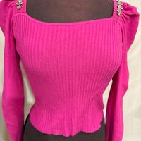 Maglione a maglia donna con inserti in strass