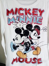T-shirt Topolino/Minnie M/lunga stampa/paillettes