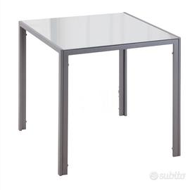 Tavolo acciaio e vetro 90x90
