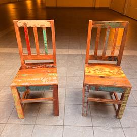 Coppia di sedie vintage in legno colorato