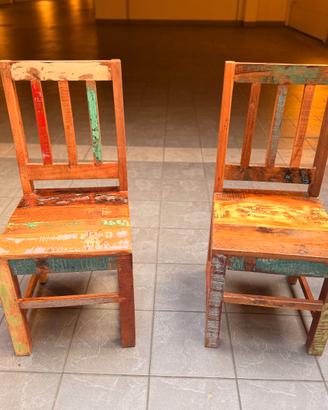 Coppia di sedie vintage in legno colorato