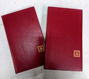 Coppia di libri finemente rilegati finiture oro