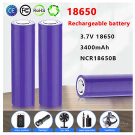Set 2 batterie Li-ion 18650 3,7V 3400mAh