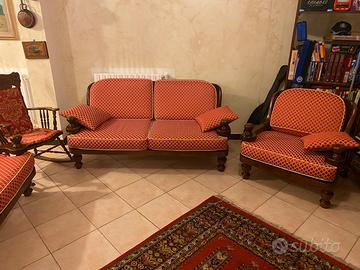 Set divano, due poltrone e sedia a dondolo