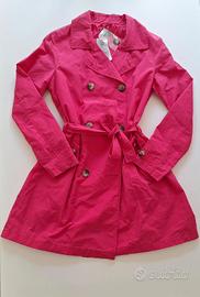 Giacca trench donna fucsia con cintura