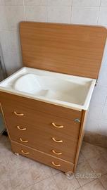Fasciatoio CAM con vaschetta 4 cassetti legno