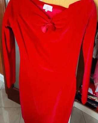 Abito THANA in velluto rosso taglia 44 elegante