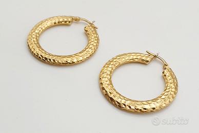 ORECCHINI ORO GIALLO 18kt 750 CERCHI MARTELLATI