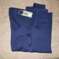 Cardigan maglione blu lana e cashmere taglia m