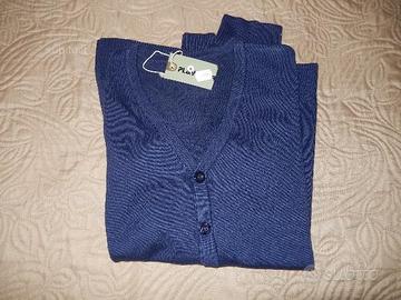 Cardigan maglione blu lana e cashmere taglia m