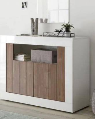 Madia bianca e legno noce