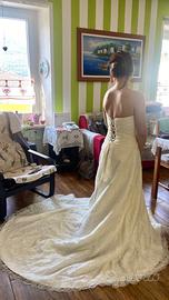 ABITO SPOSA PIZZO BIANCO SETA NUOVO MAI USATO