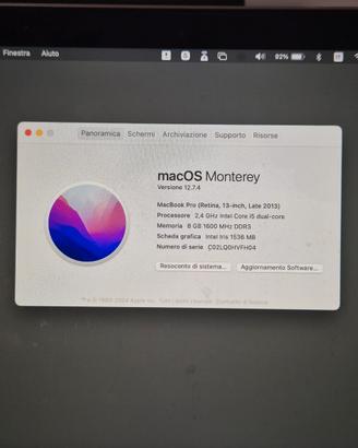 MacBook Pro Retina 13" Late 2013 i5 2,4GHz 8GB Mon