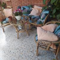 Divano vimini da esterno + tavolino 