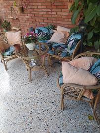 Divano vimini da esterno + tavolino 
