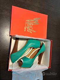décolleté open toe tacco 13 verde 40