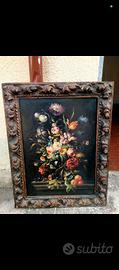 Quadro natura morta con cornice in gesso