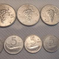 Monete da 5 lire 1948, 49,50,51,52,53,54,55