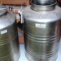 N.2 bidoni per conservazipne olio oliva in acciaio