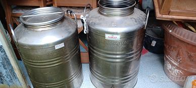 N.2 bidoni per conservazipne olio oliva in acciaio