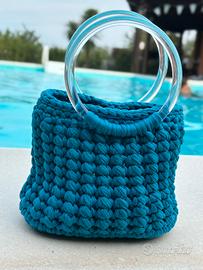 Borsa Coralia - uncinetto handmade turchese