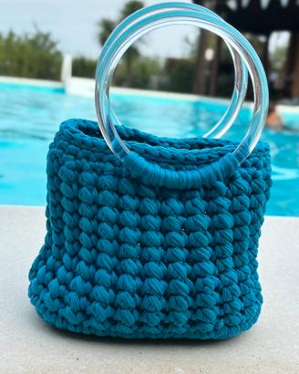 Borsa Coralia - uncinetto handmade turchese