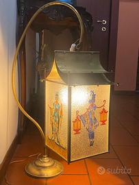 Lanterna da tavolo in ottone e vetro