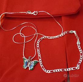 Set ARGENTO 925 bracciale e girocollo "Farfalla "