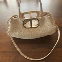 Borsa TWINSET in rafia beige con tracolla – NUOVA