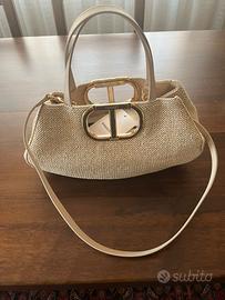 Borsa TWINSET in rafia beige con tracolla – NUOVA