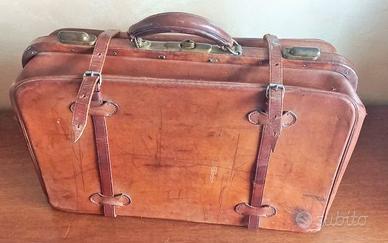 Valigia d'antan-vintage in cuoio semirigida , per