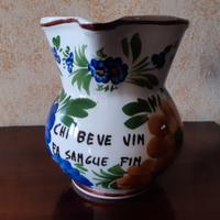 Caraffa vintage in ceramica di BASSANO con frase