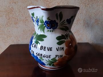 Caraffa vintage in ceramica di BASSANO con frase