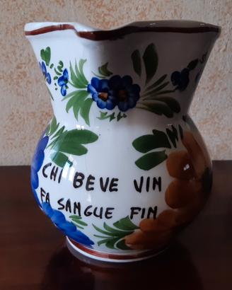 Caraffa vintage in ceramica di BASSANO con frase