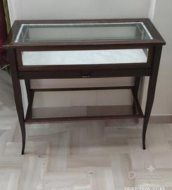 Consolle Vetrinetta  espositore in legno con teca 