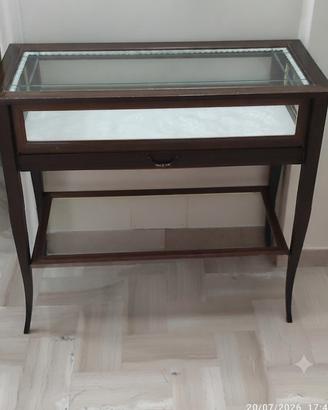 Consolle Vetrinetta  espositore in legno con teca 
