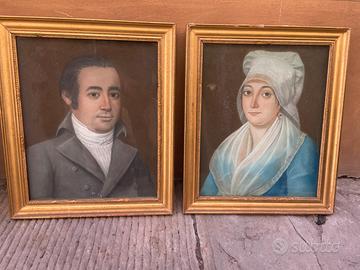 coppia di pastelli antichi firmati e datati