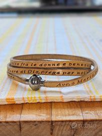 bracciale in pelle con preghiera 