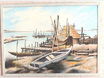Dipinto "Capanna al lago" 