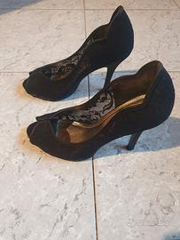 Sandali donna neri in raso