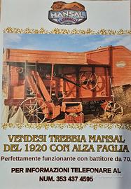Trebbia Mansal 1920 battitore 70 con alza paglia