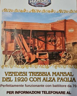 Trebbia Mansal 1920 battitore 70 con alza paglia