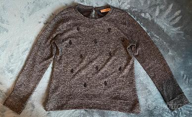 Club Voltaire Maglia Grigio Melange Strass Tg M