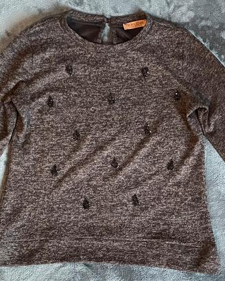 Club Voltaire Maglia Grigio Melange Strass Tg M