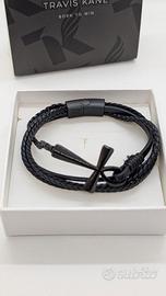 Bracciale uomo Travis Kane Cross nero con croce