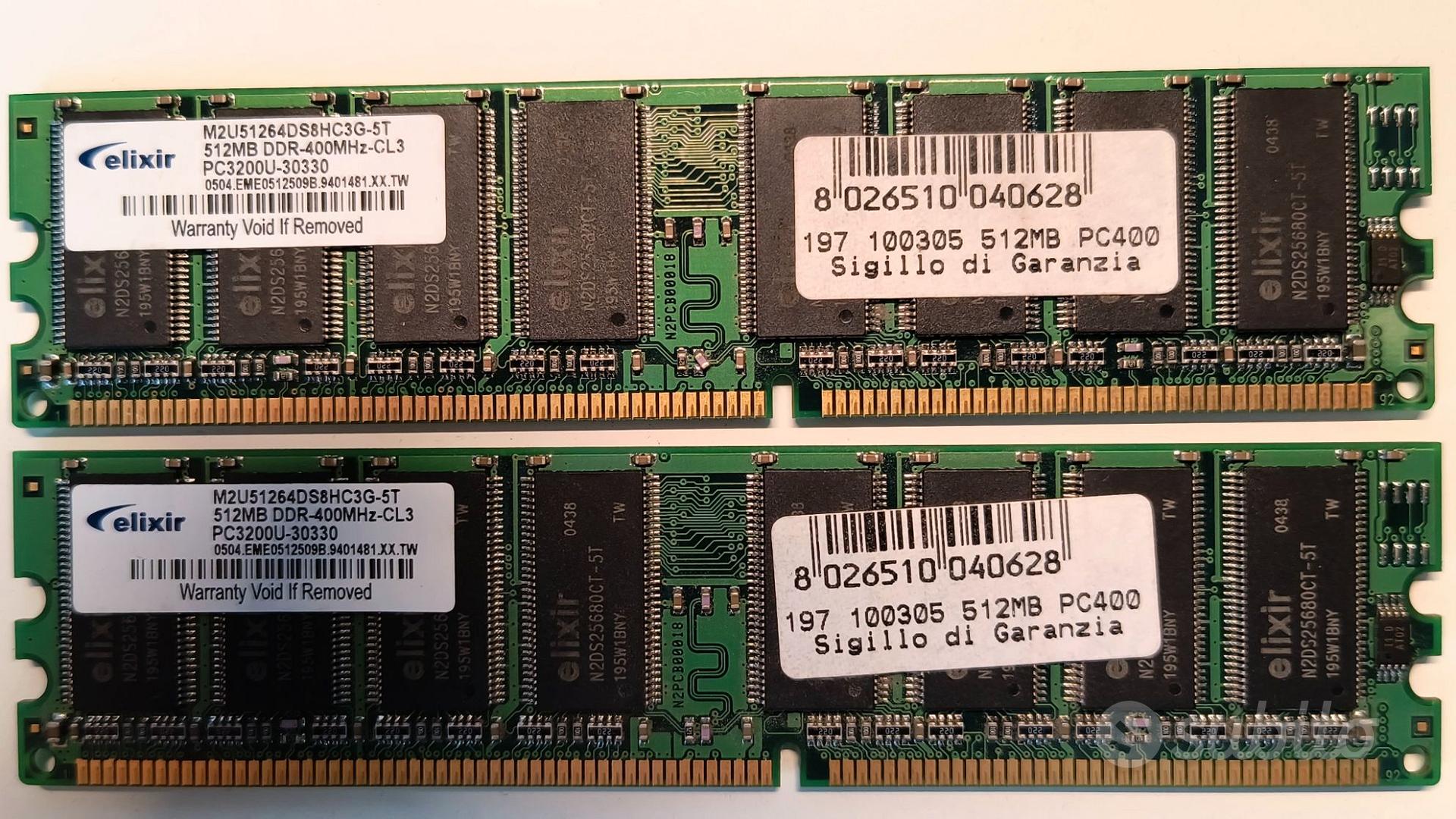 Memoria Ram DDR1 SDRAM 512 + 512 MB - 400 MHz - Informatica In vendita ...