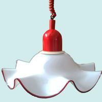 Lampadario da cucina in vetro bianco