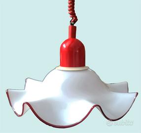 Lampadario da cucina in vetro bianco