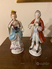 Statuine porcellana dama e cavaliere
