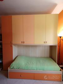 camera a ponte 255 cm letto singolo con cassettoni